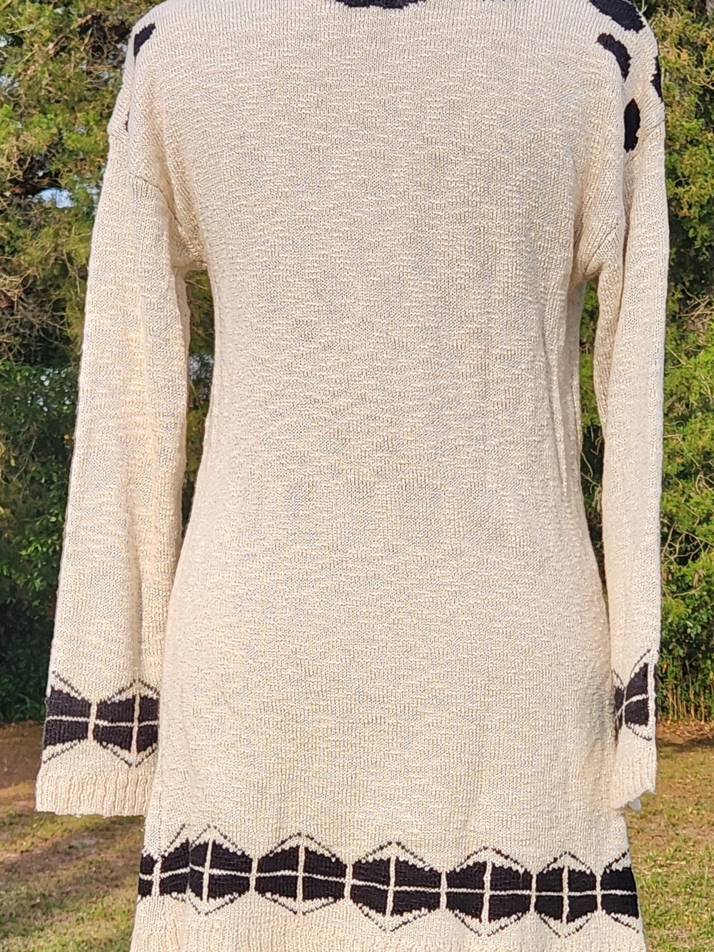 Minimal Reindeer Tunic Sweater Beige Black Christmas Winter Deer extra small 34 - Picture 7 of 8